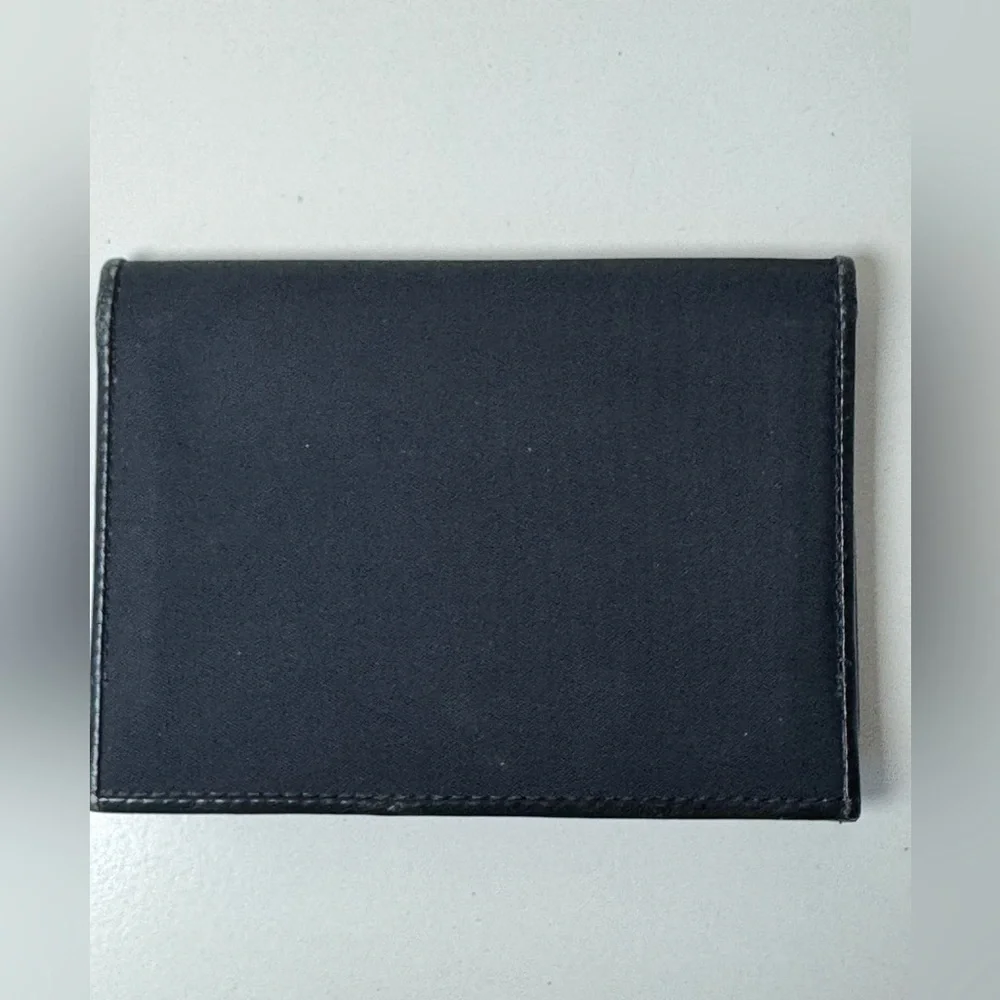 Burberry Unisex Black Canvas Card Holder With Leather Trim & Checkered Interior